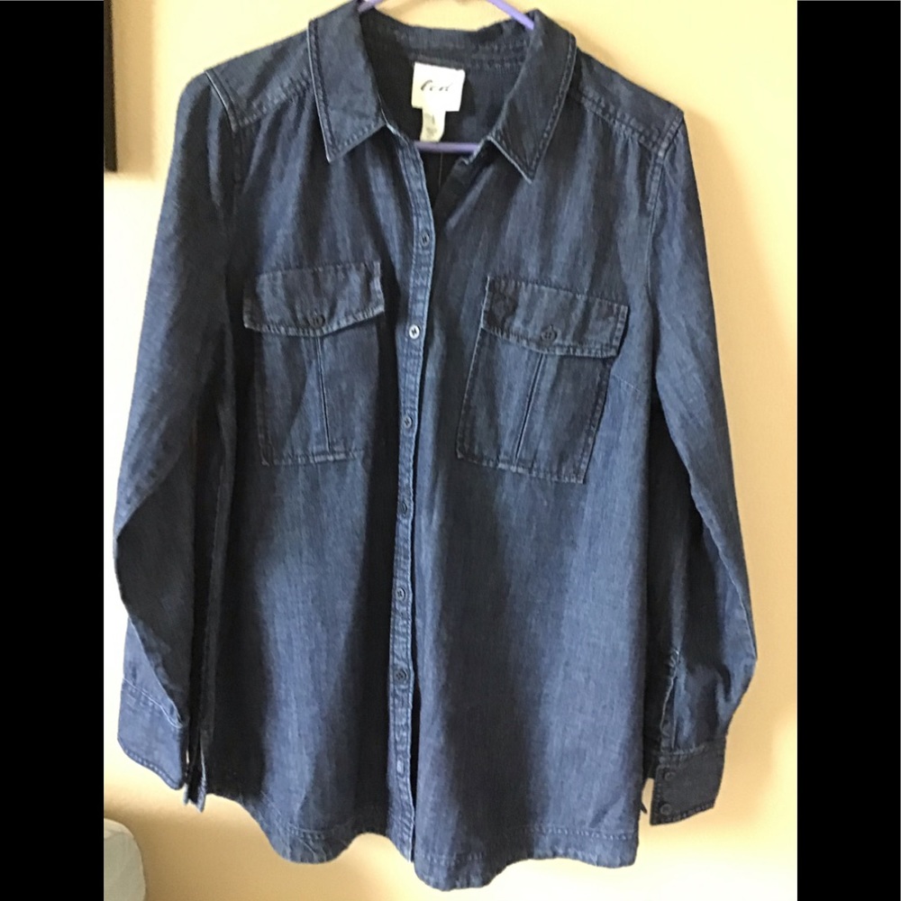 Maternity Led Luxe Essentials Denim Blouse.